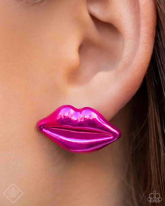 Diva Decoration - Pink Lips Post Earring Sunset Sightings Fashion Fix May 2024 Paparazzi