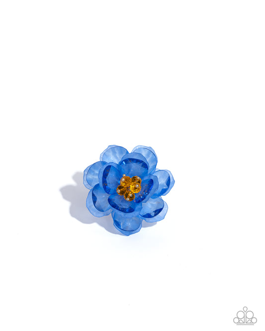 Petal Privilege - Blue - French Blue Acrylic Flower Ring Paparazzi R0849