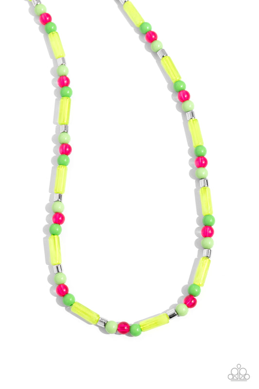 Beaded Beginner - Green, Apple Green, Leprechaun, Love Bird, Pink Peacock Bead Necklace Paparazzi N2699