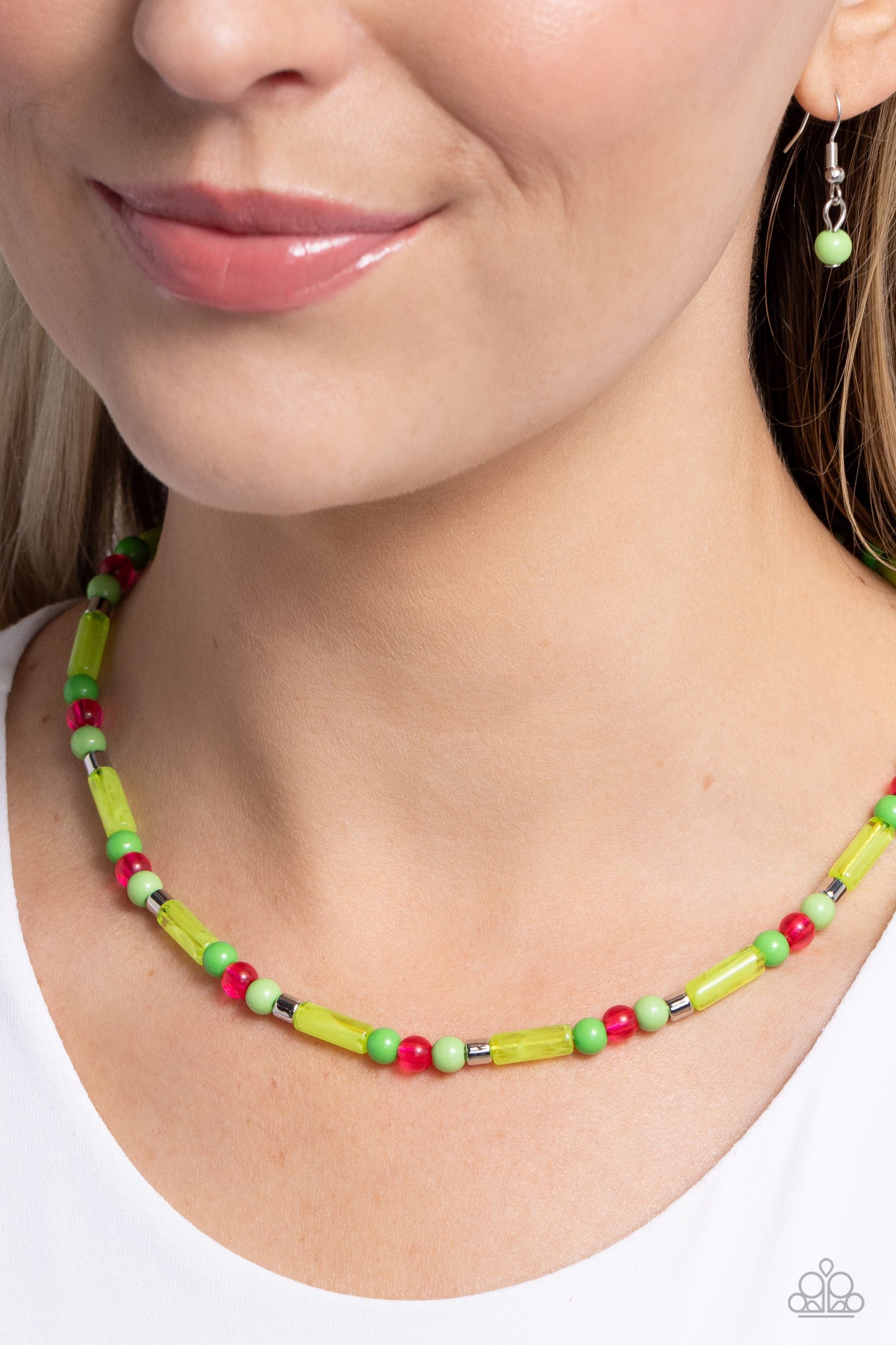 Beaded Beginner - Green, Apple Green, Leprechaun, Love Bird, Pink Peacock Bead Necklace Paparazzi N2699