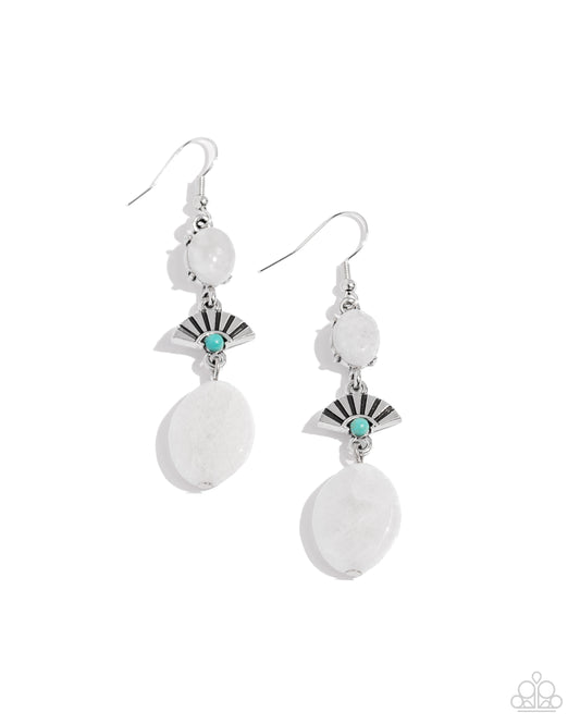 Creative Cascade - White & Turquoise Stone Santa Fe Style Earring Paparazzi E2490
