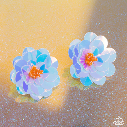 Floating Florals - Multi Iridescent Acrylic Flower Post Earring Life Of The Party May 2024 Paparazzi