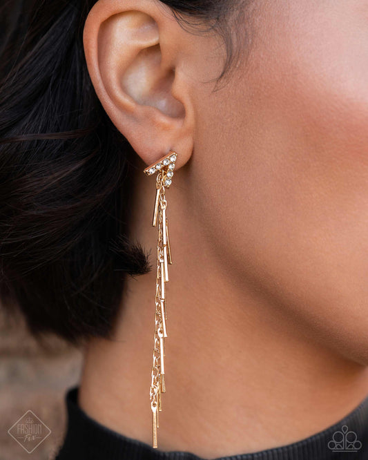 Linear Landmark - Gold Earring Magnificent Musings Fashion Fix May 2024 Paparazzi