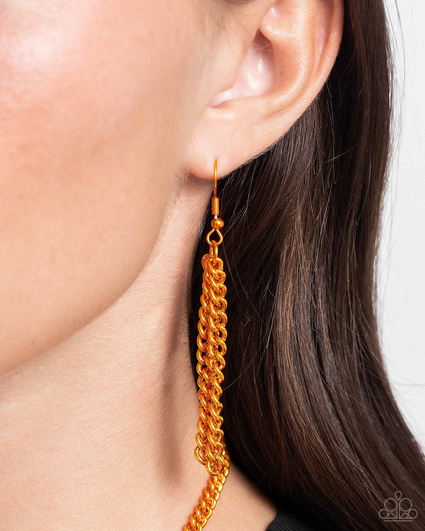 I SQUARE to Secrecy - Orange UV Gem & Electric Orange Chain Necklace Paparazzi N2454