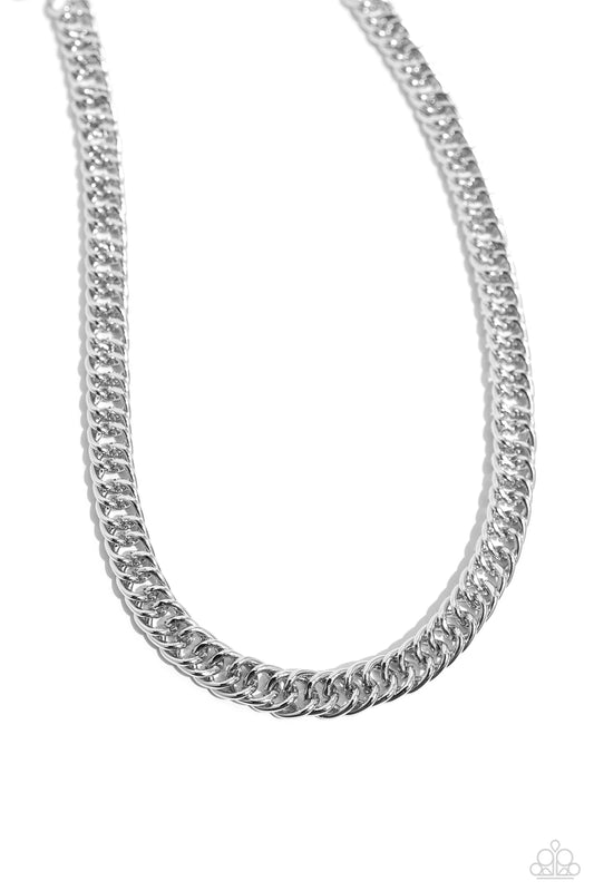 Paparazzi Industrial Ideology - Silver High Sheen Chain Bold Necklace N3090