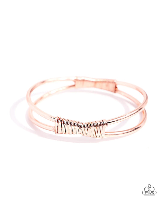 Tactile Thrill - Copper Shiny Wire Bangle Bracelet Paparazzi B2441
