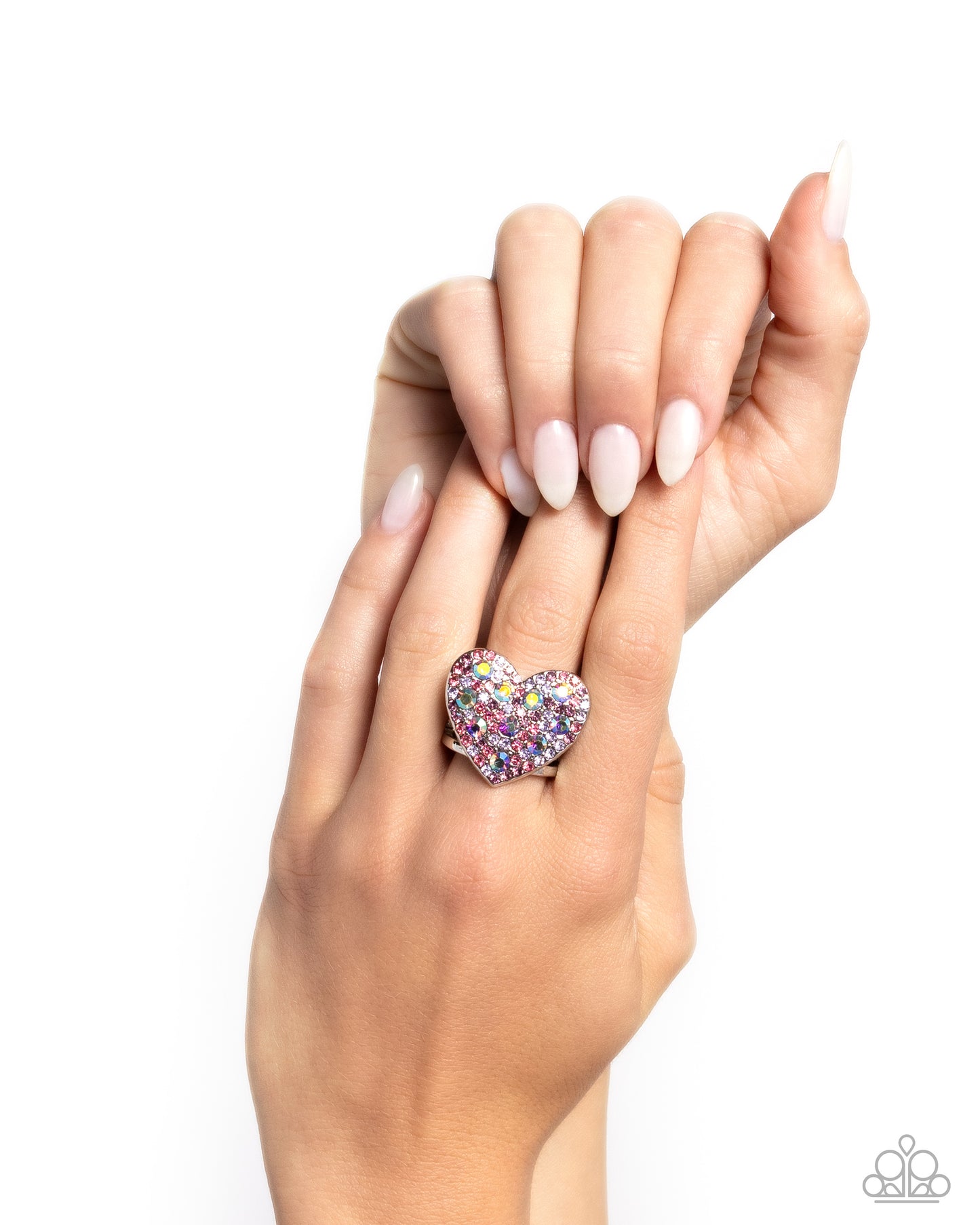 Extra Embellishment - Purple Rose, Light Amethyst & Violet Shimmer Rhinestone Heart Ring Paparazzi R0853