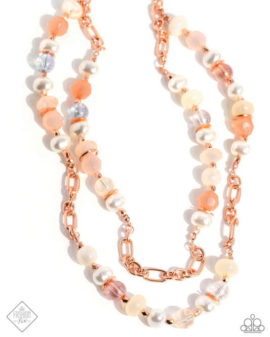 Crack of Dawn - Copper - Shiny Copper Necklace Glimpses Of Malibu Fashion Fix May 2024 Paparazzi N2365