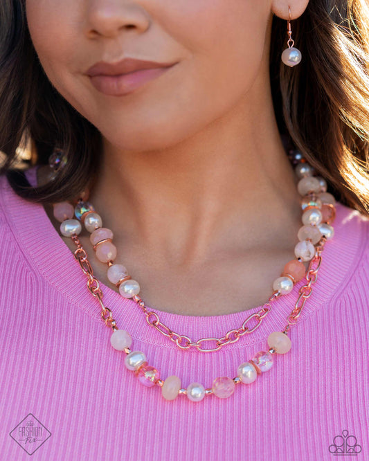 Crack of Dawn - Copper - Shiny Copper Necklace Glimpses Of Malibu Fashion Fix May 2024 Paparazzi