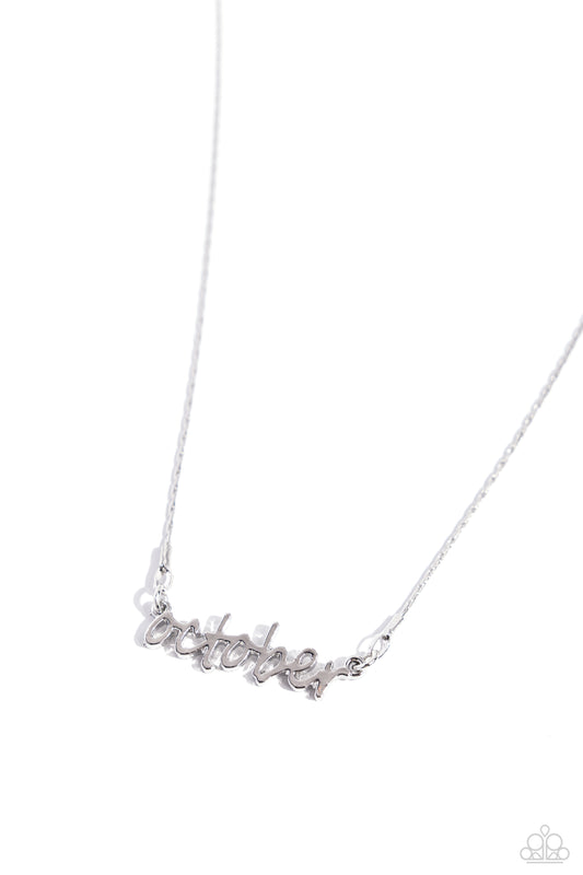Birth Month Bling - October - Silver Birth Month Necklace Paparazzi N3630
