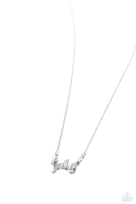 Birth Month Bling - July - Silver July Birthday Necklace Paparazzi N3278