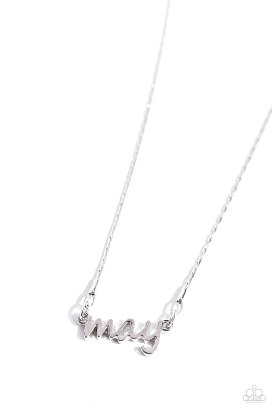 Birth Month Bling - May - Silver Birth Month Necklace Paparazzi N3099