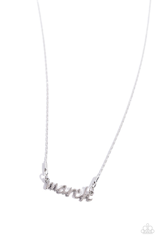Birth Month Bling - March - Silver Birth Month "March" Necklace Paparazzi N2991
