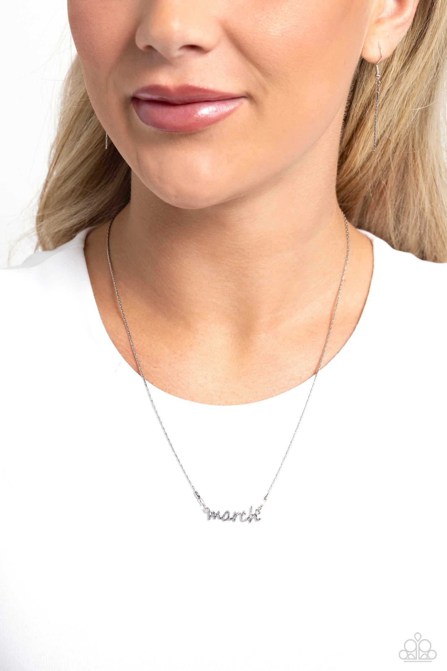 Birth Month Bling - March - Silver Birth Month "March" Necklace Paparazzi N2991
