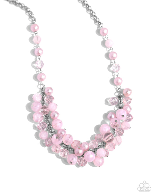 Pearl Pandora - Pink - Baby Pink Opacities & Shimmer Bead Necklace Paparazzi N2728