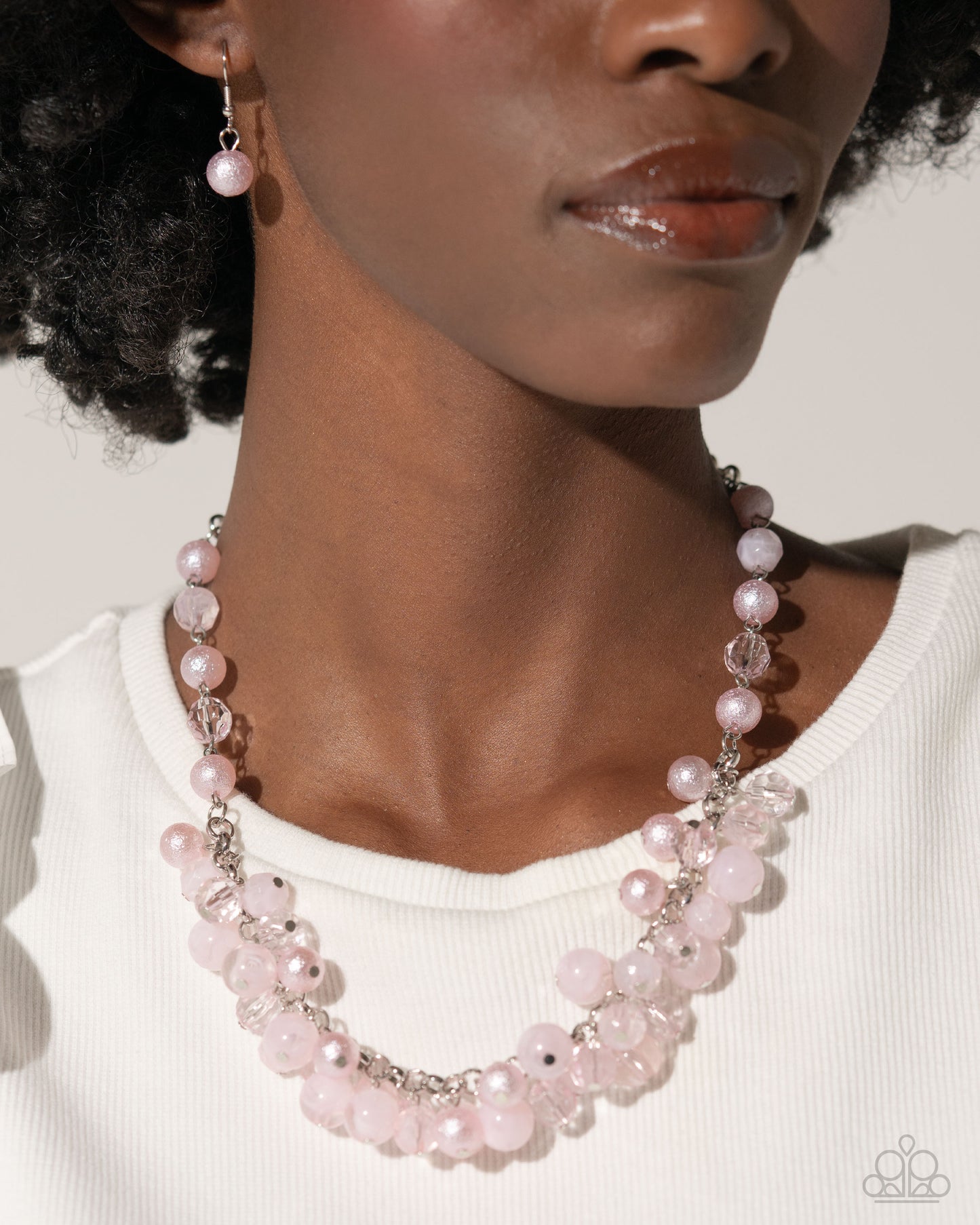 Pearl Pandora - Pink - Baby Pink Opacities & Shimmer Bead Necklace Paparazzi N2728