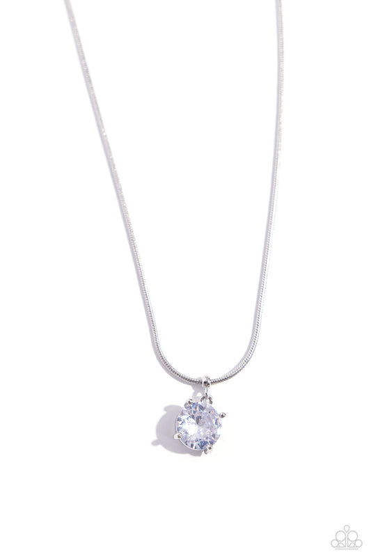Pronged Premiere - White Glittery Gem Necklace Paparazzi N2778