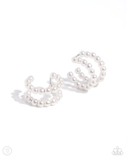 PEARLS Just Want to Have Fun - White Pearl Ear Cuff Paparazzi E2202