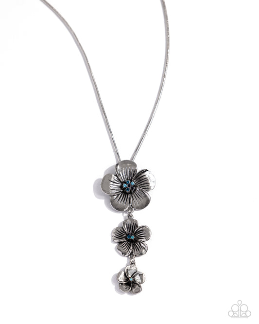 Wallflower Whimsy - Blue Multicolored Rhinestone Flower Necklace Paparazzi N2687