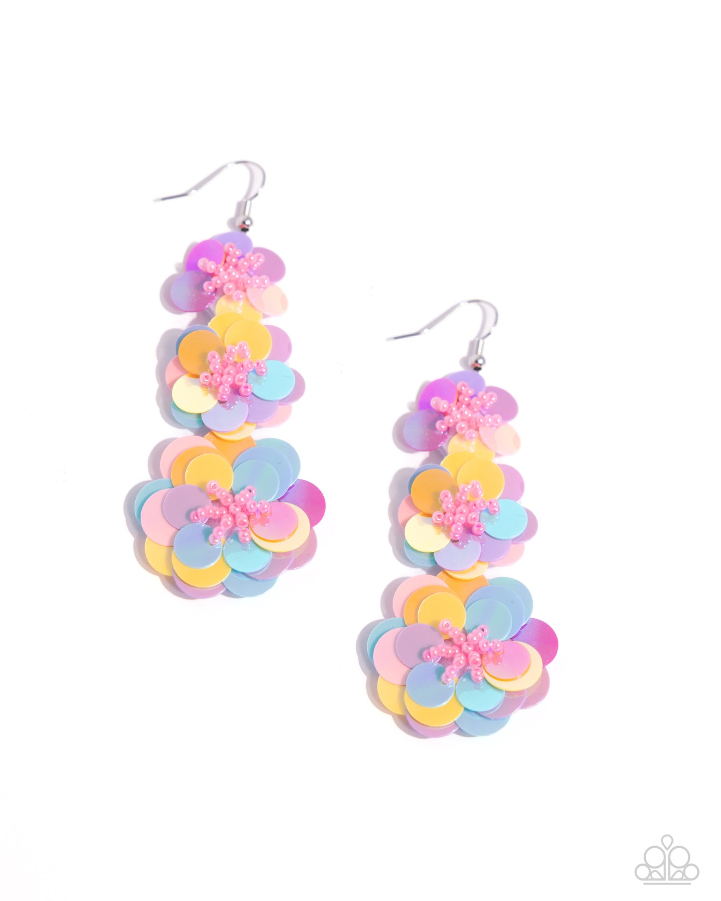 Beaded Bouquet - Multi Color Iridescent Sequin Flower Earring Paparazzi