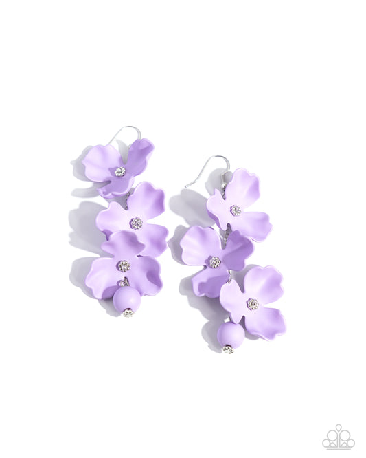 Plentiful Petals - Purple Pastel Lilac Acrylic Flower Earring Paparazzi E1102