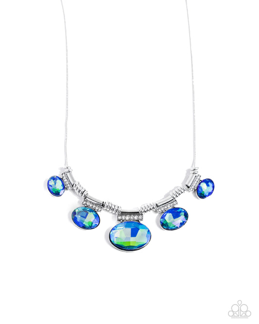 Socialite Status - Green to Blue UV Shimmery Gem Necklace Paparazzi N2251