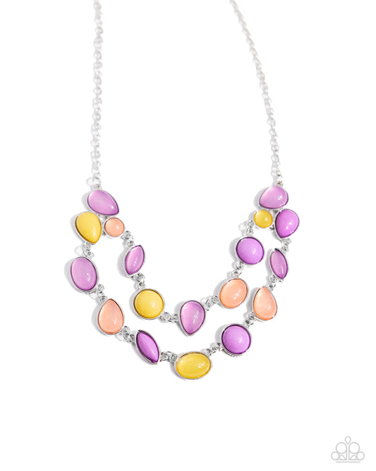 Variety Vogue - Purple Lavender, Desert Flower & Lemon Drop Bubbly Bead Necklace Paparazzi N2697