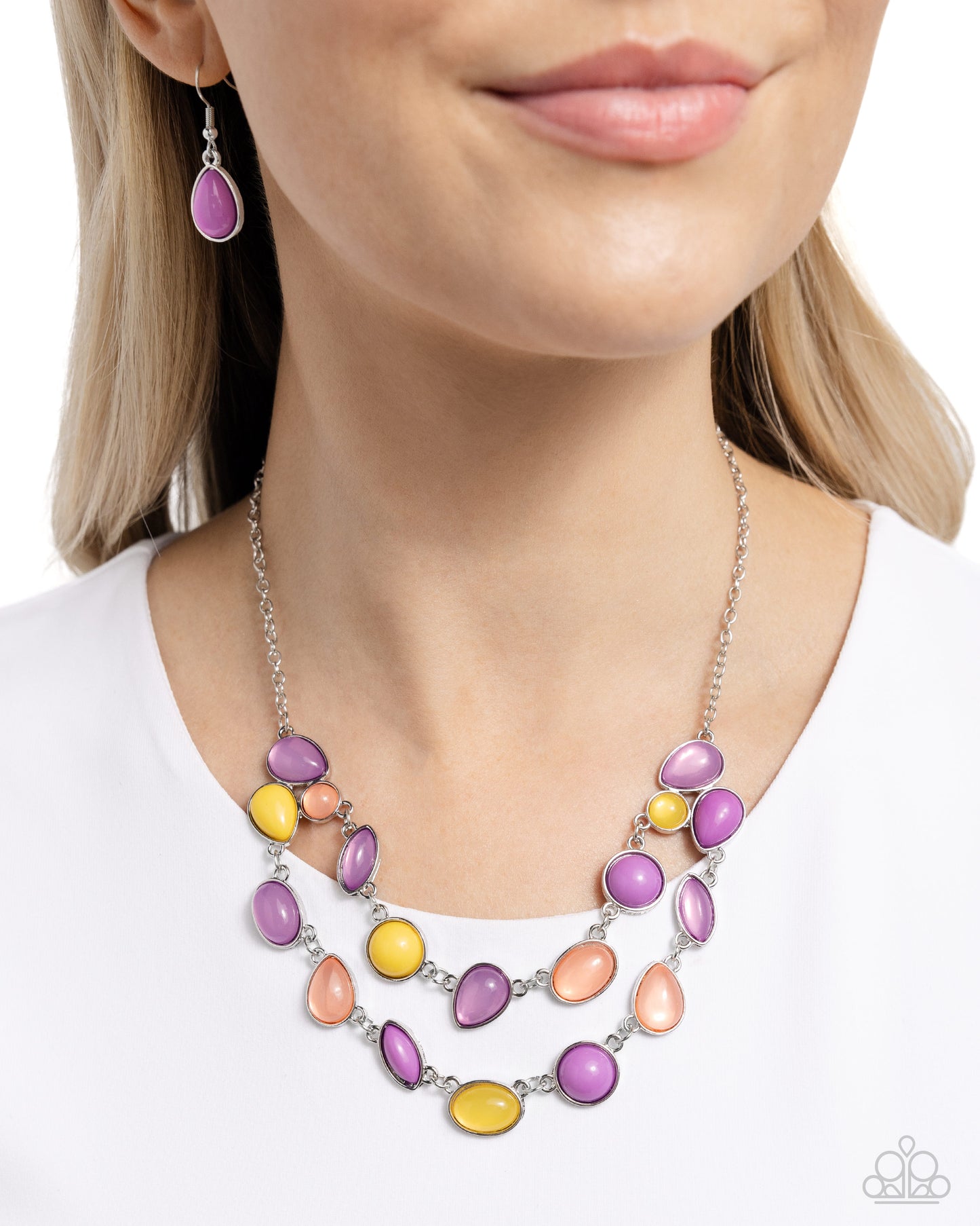 Variety Vogue - Purple Lavender, Desert Flower & Lemon Drop Bubbly Bead Necklace Paparazzi N2697