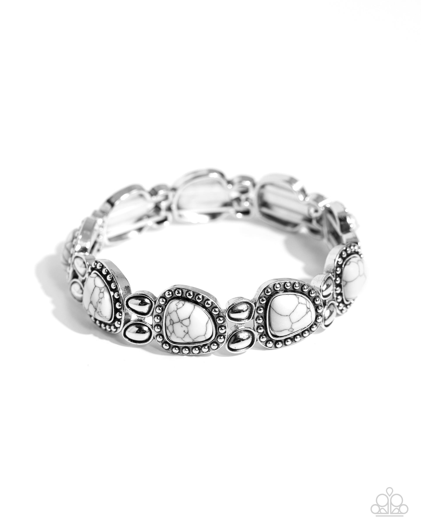 Harmonious Headliner - White Marbled Stone Santa Fe Style Stretch Bracelet Paparazzi B1849