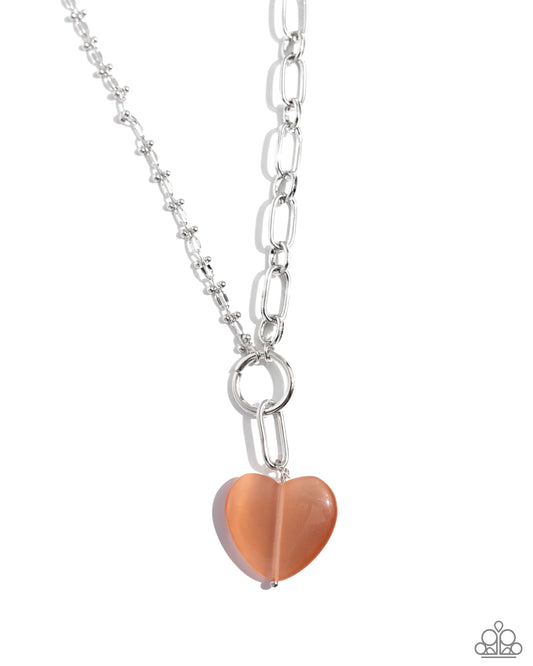 Definition of HEART - Orange Cat's Eye Heart Necklace Paparazzi N2540