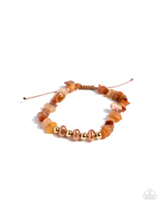 Impressive Ingenuity - Orange Multicolored & Marbled Stone, Baroque Pearl Bracelet Paparazzi B1828