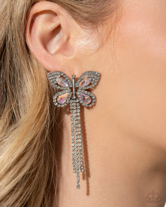 Paparazzi Next SOAR - Pink UV Gem Butterfly Earring Life Of The Party August 2024 E2144