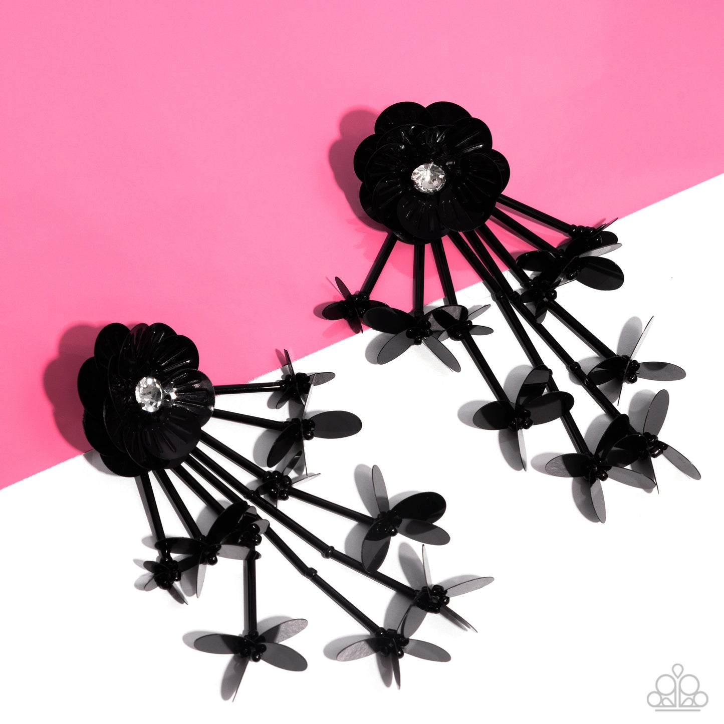 Floral Future Black Flower Post Earring Life Of The Party April 2024 Paparazzi E2049