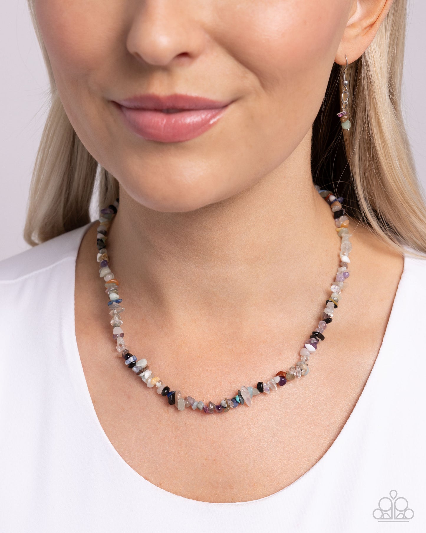Chiseled Charm - Multicolored Natural Stone Santa Fe Style Necklace Paparazzi N3309
