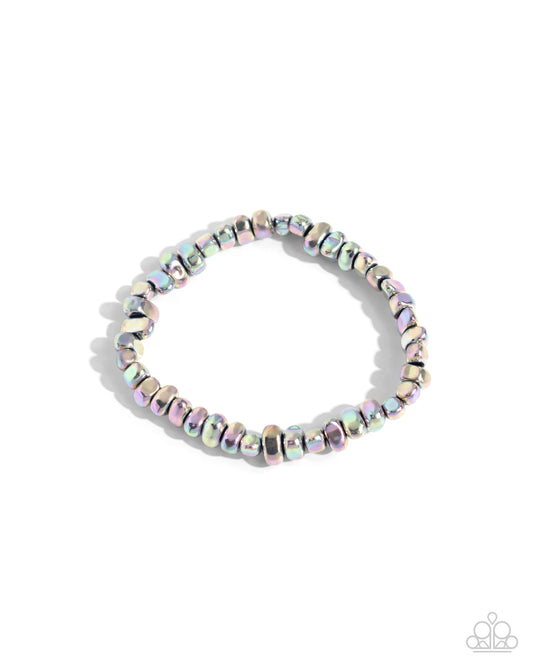 Charming Caliber - Multicolored Oil Spill Pebble Bead Stretch Bracelet Paparazzi B1891