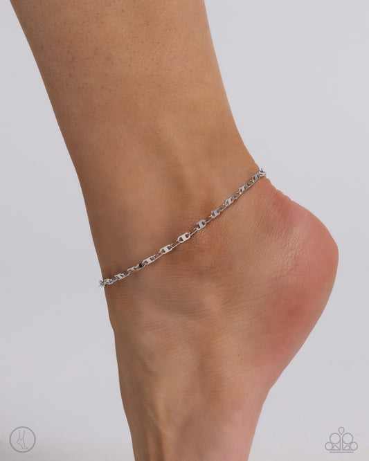 Linked Legacy - Silver Flat Link Streamlined Chain Anklet Paparazzi B1529