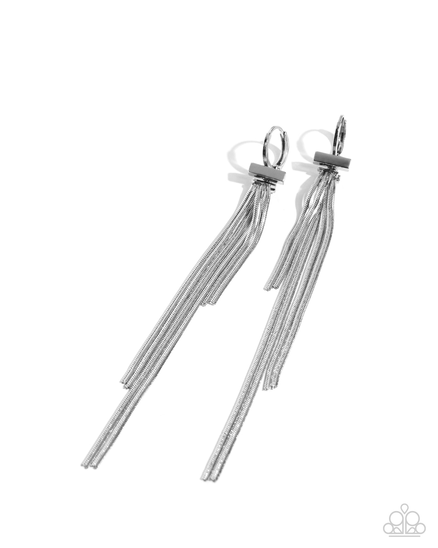 Grandiose Glaze - Silver Snake Chain 1/2 Inch Hinge Hoop Fringe Earring Paparazzi E2751