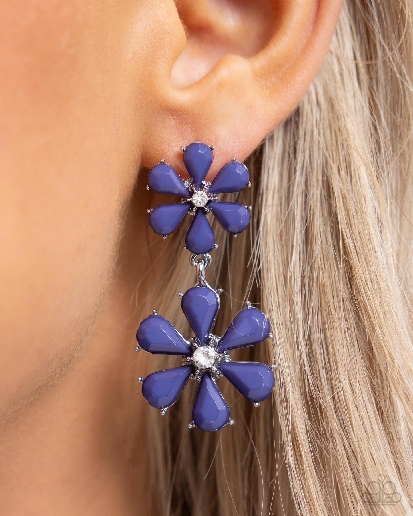 A Blast of Blossoms - Blue Marlin Flower Earring Paparazzi E2493