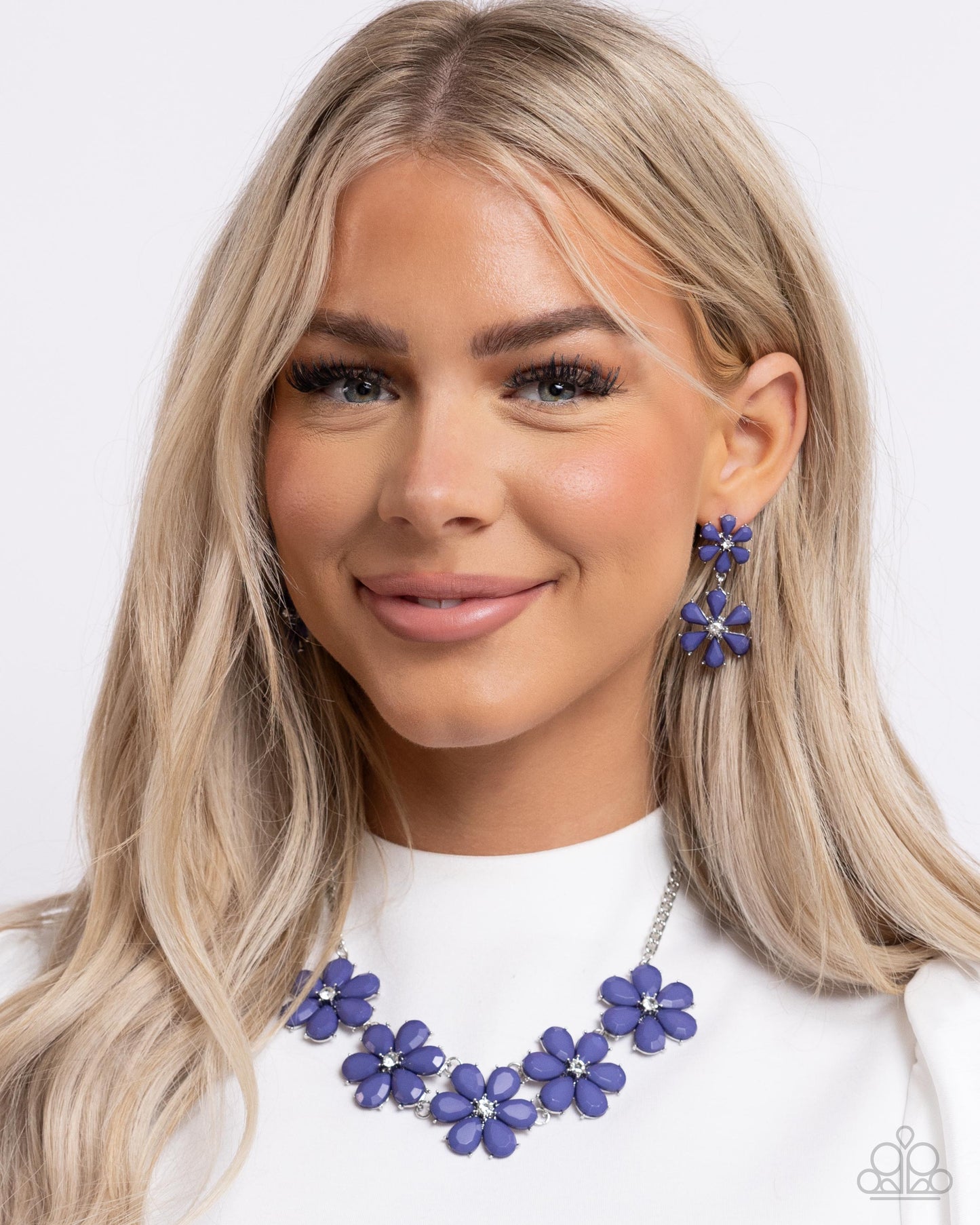 A Blast of Blossoms - Blue Marlin Flower Earring Paparazzi E2493