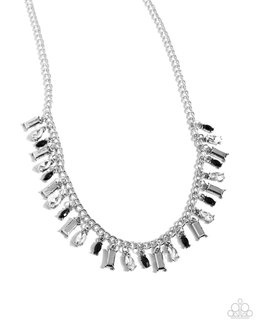 Dripping in Drama - Black & White Marquise Cut Gem Necklace Paparazzi N2721