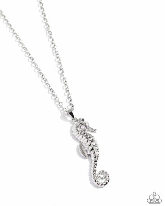 Sparkling Seahorse - Silver Seahorse Pendant Necklace Paparazzi N2561