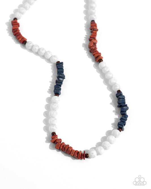 Upbeat Urban - Multi Red White Blue Patriotic Urban Glass Bead Necklace Paparazzi N3379