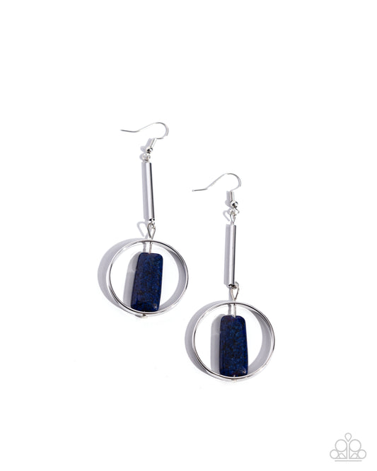Serendipitous Stones - Blue Lapis Stone Silver Earring Paparazzi E2530