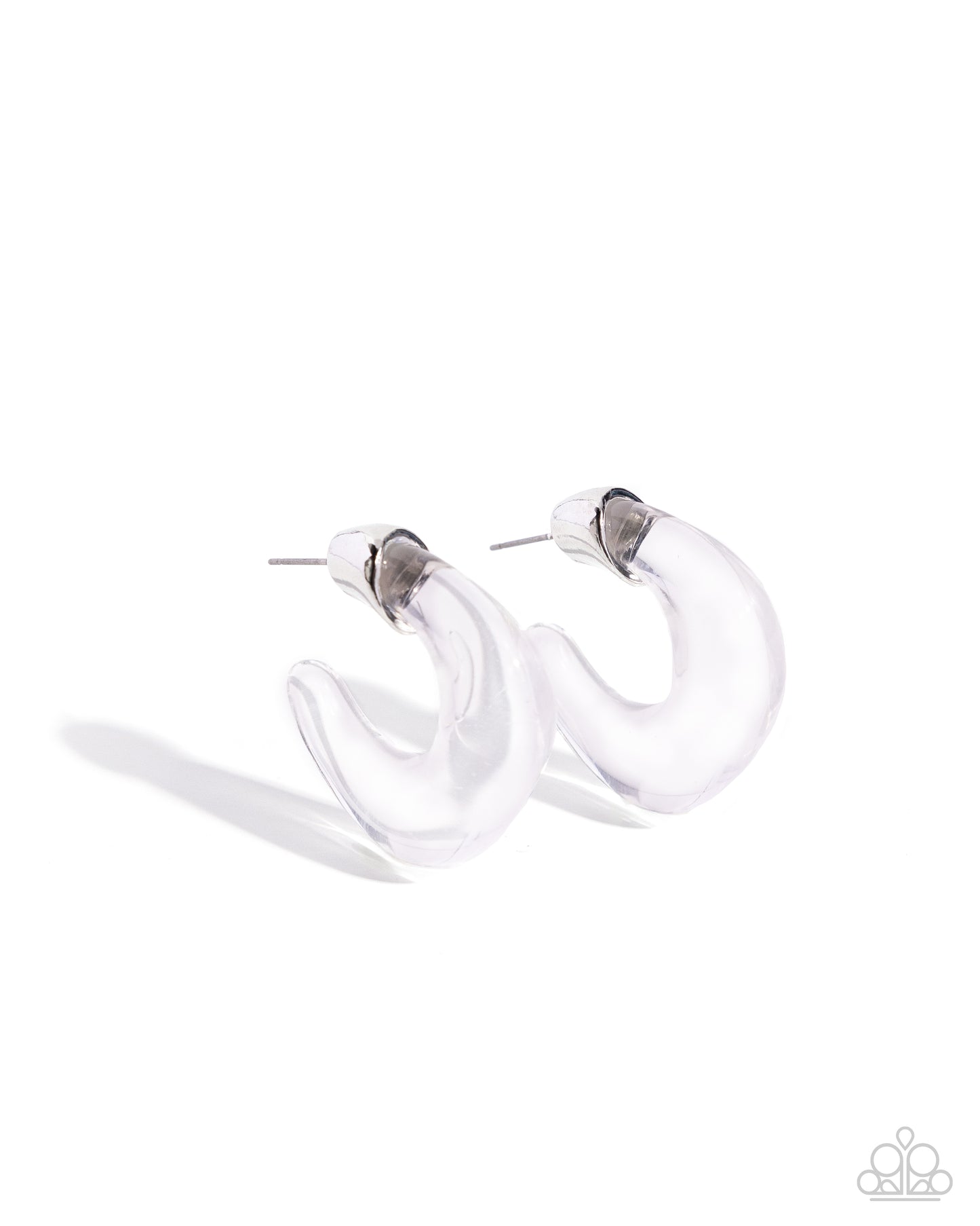 Clear Charm - White Clear 1 Inch Hoop Earring Paparazzi E2421