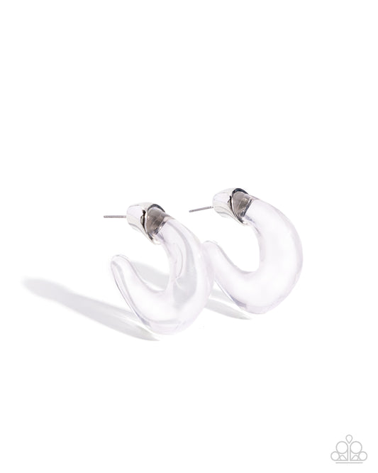 Clear Charm - White Clear 1 Inch Hoop Earring Paparazzi E2421