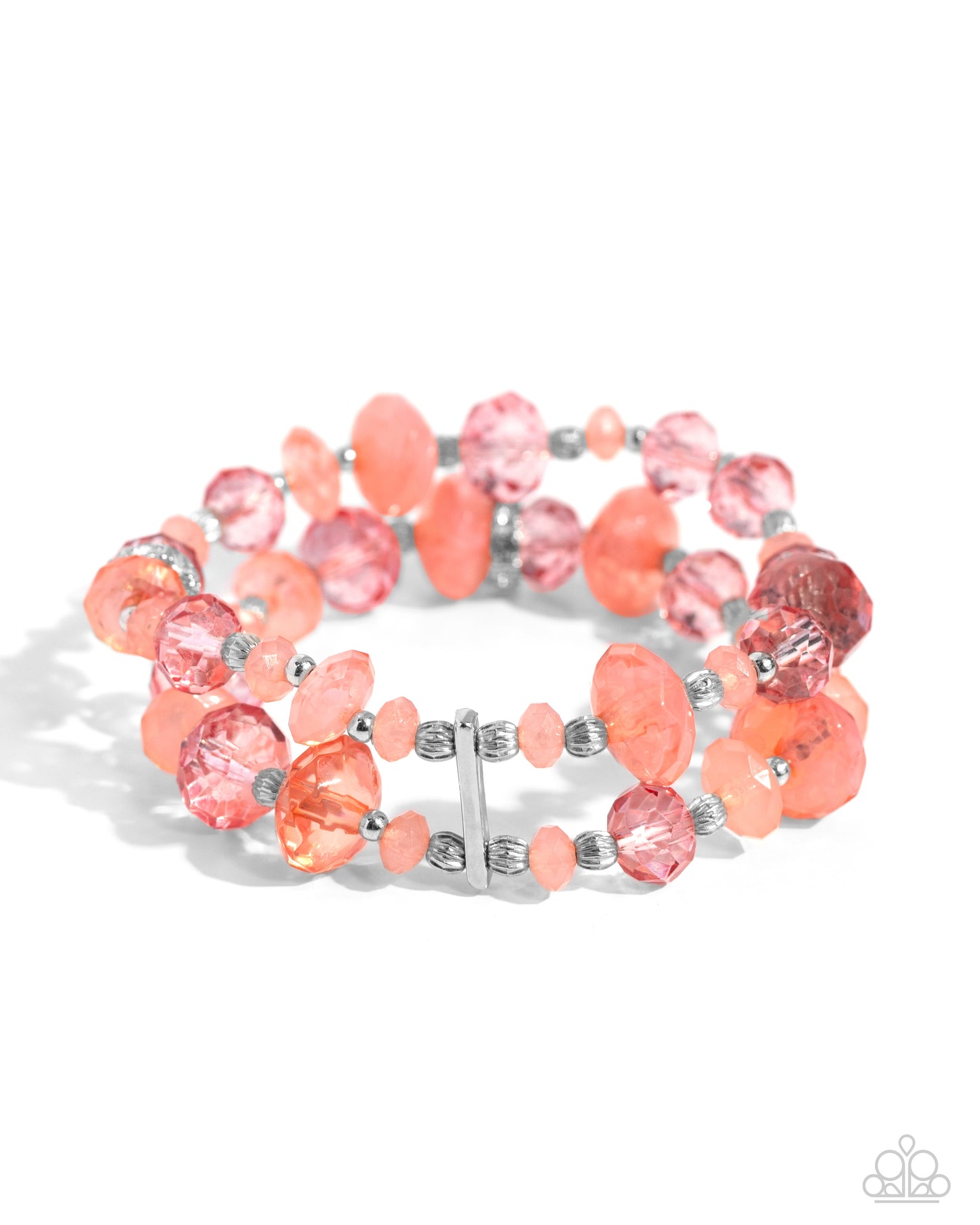 Faceted Fairy Tale - Orange, Orang Opalescent Bead Set of 2 Stretch Bracelets Paparazzi B1861