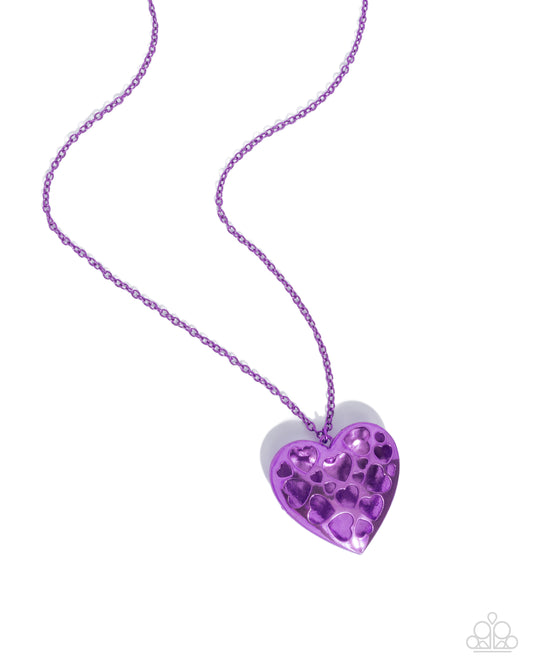 Valentines View - Purple - Electric Purple Heart Long Necklace Paparazzi N3403