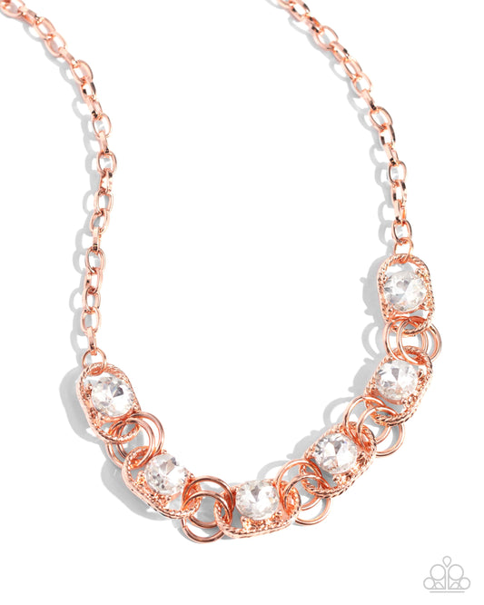 Serrated Sensation - Copper - Shiny Copper Necklace Paparazzi N2760