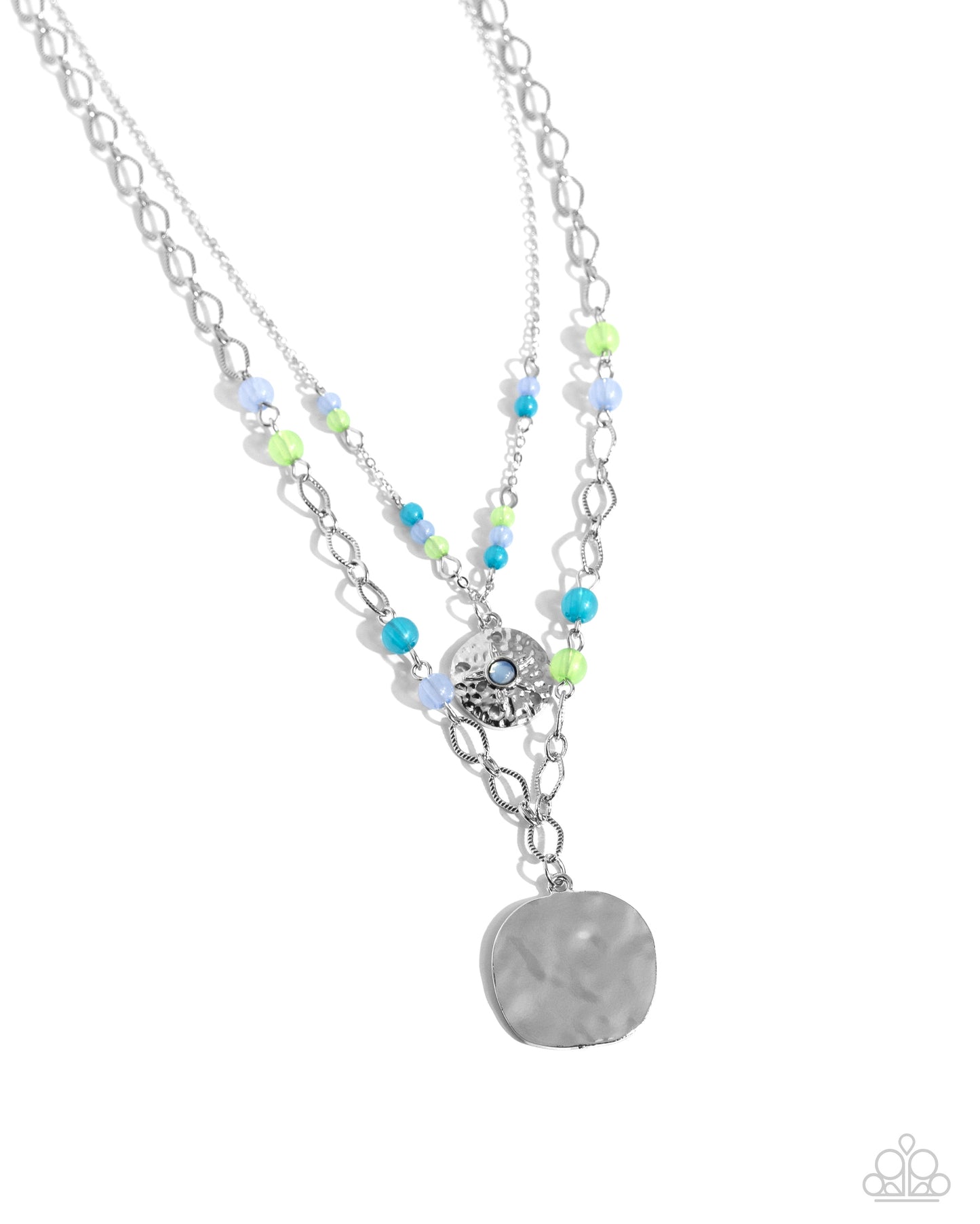 Sand Dollar Season - Blue Chambray, Mint, & Capri Bead Sand Dollar Pendant Necklace Paparazzi N2755