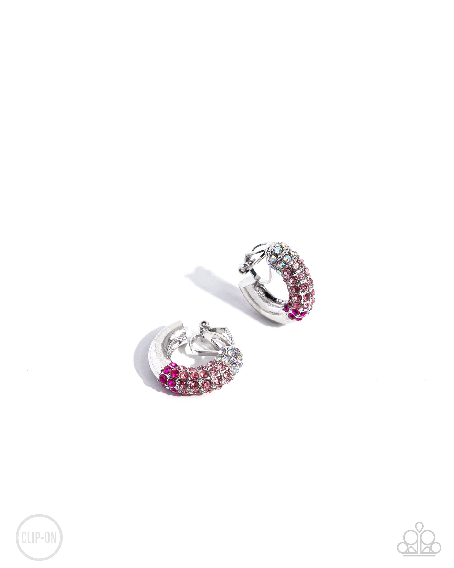 Ombré Observer - Pink Ombre - Light Pink To Fuchsia Rhinestone Clip On Earring Paparazzi E2326